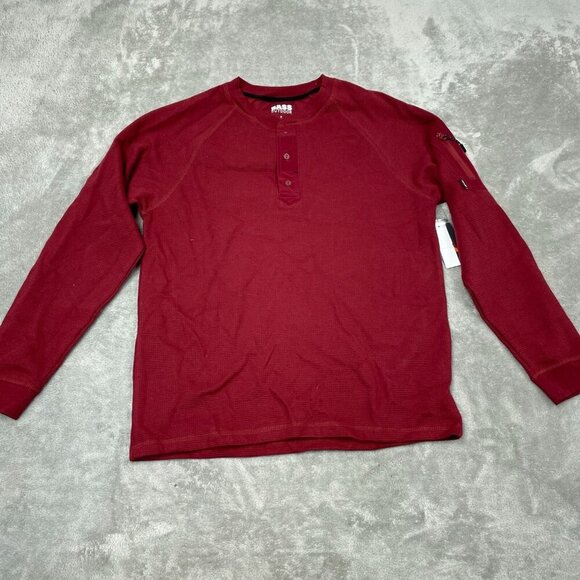 Bass Outdoor Cabernet Red Thermal Henley Long Sleeve Shirt S NWT 6234 - Picture 2 of 7